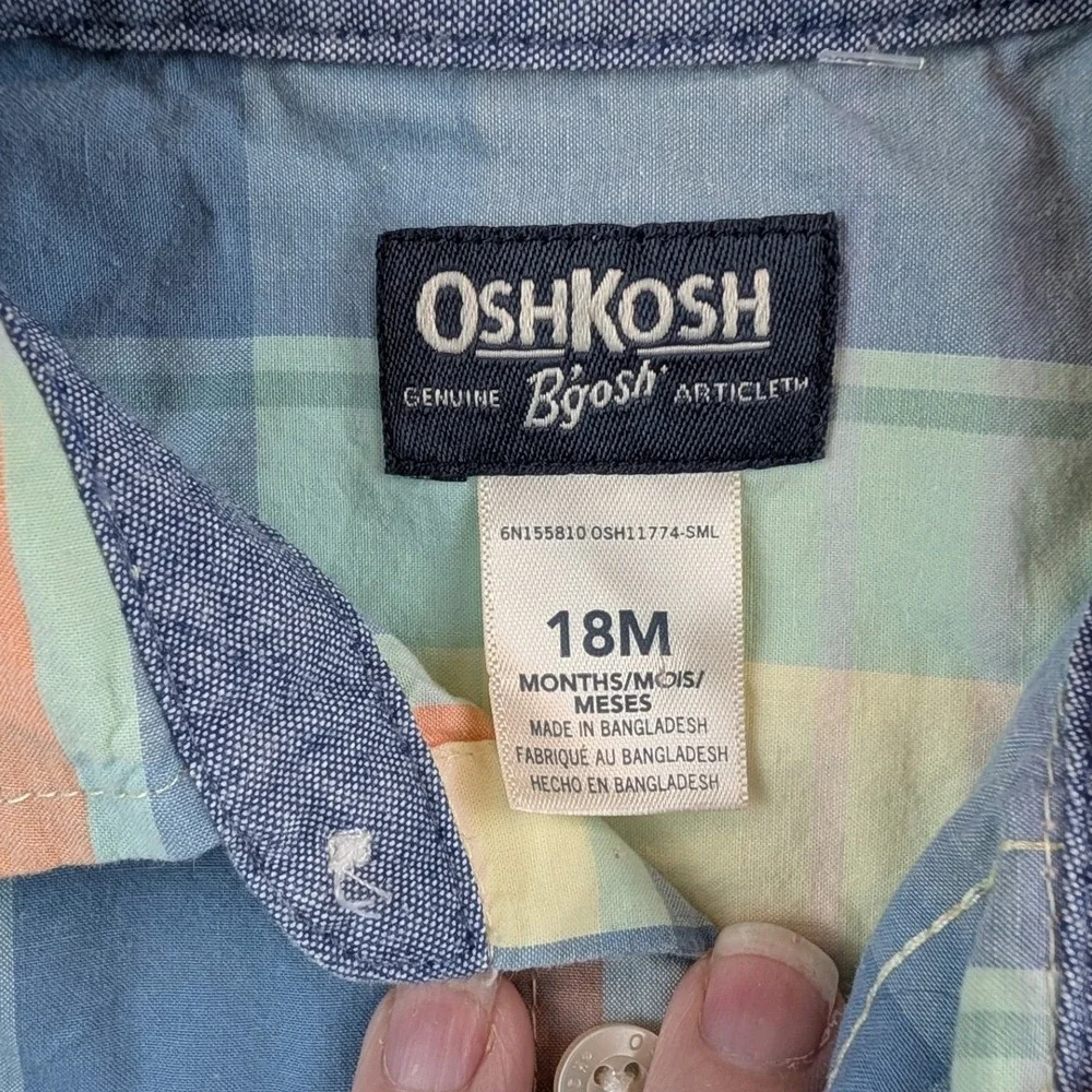 OshKosh B'gosh Boys Plaid Button Down Shirt and Bodysuit‎ Bundle 18M 3-Piece Set